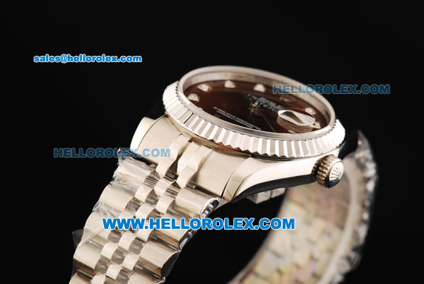 Rolex Datejust Oyster Perpetual Automatic Movement Full Steel with Brown Dial and Diamond Markers - Click Image to Close